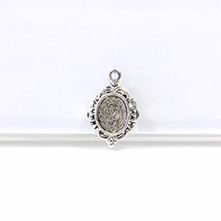 1928 Casting Metal Setting with approx 10x8MM Recess, closed back with 1 Loop Oval ANTIQUE SILVER