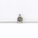 1928 Casting Metal Setting with approx 8x6MM Recess, closed back with 1 Loop at top and 2 offset loops at bottom Oval ANTIQUE SILVER
