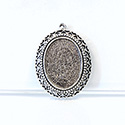 1928 Casting Metal Setting with approx 25x18MM Recess, closed back with Single Loop Oval ANTIQUE SILVER