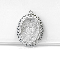 1928 Casting Metal Setting with approx 25x18MM Recess, closed back with Single Loop Oval PEWTER RAW
