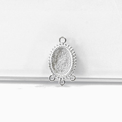 1928 Casting Metal Setting with approx 14x10MM Recess, closed back with 1 top loop and 3 bottom loops Oval PEWTER RAW