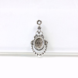 1928 Casting Metal Setting with approx 08x6MM Recess, closed back with Single Loop Oval ANTIQUE SILVER