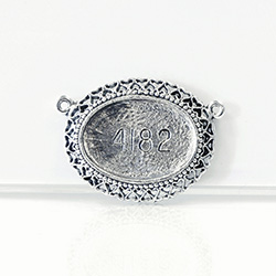 1928 Casting Metal Setting with 25x18MM Recess, closed back with 2 Loops Oval ANTIQUE SILVER