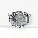 1928 Casting Metal Setting with 25x18MM Recess, closed back with 2 Loops Oval ANTIQUE SILVER