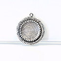 1928 Casting Metal Setting with approx 18MM Recess, closed back with Single Loop Round ANTIQUE SILVER