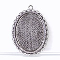 1928 Cast Metal Setting with 40x30MM Recess, closed back with Single Loop Oval ANTIQUE SILVER