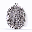 1928 Casting Metal Setting with 40x30MM Recess, closed back with Single Loop Oval ANTIQUE SILVER