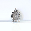 1928 Cast Metal Setting with approx 18x13MM Recess, closed back with 3 Loops Oval ANTIQUE SILVER
