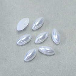 Plastic Medium Dome Pearl Cabochon - Navette Shape 10x5MM WHITE