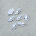 Plastic Medium Dome Pearl Cabochon - Navette Shape 10x5MM WHITE