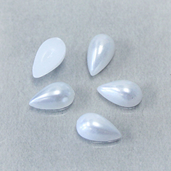 Plastic Medium Dome Pearl Cabochon - Pear Shape 10x6MM WHITE