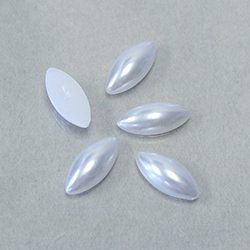 Plastic Medium Dome Pearl Cabochon - Navette 15x7MM WHITE