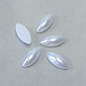 Plastic Medium Dome Pearl Cabochon - Navette 15x7MM WHITE