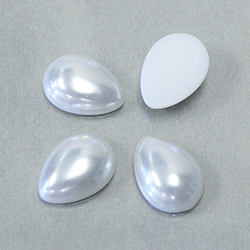 Plastic Medium Dome Pearl Cabochon - Pear Shape 18x13MM WHITE