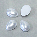 Plastic Medium Dome Pearl Cabochon - Pear Shape 18x13MM WHITE