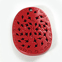 Plastic Oriental Carved Series Oval 37x3MM0MM CINNABAR