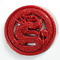 Plastic Oriental Carved Series Dragon Round 43MM CINNABAR