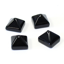 Gemstone Cabochon - Square Pyramid Top 09x9MM BLACK ONYX