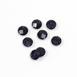 Man-made Flat Back Cabochon - Rauten Rose Round 06MM BLUE GOLDSTONE