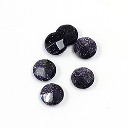 Man-made Flat Back Cabochon - Rauten Rose Round 08MM BLUE GOLDSTONE