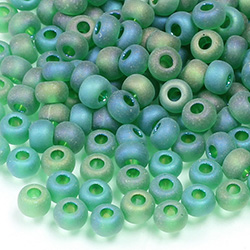 Preciosa Czech Glass Seed Bead - Round 06/0 MATTE LT EMERALD AB 51120-M