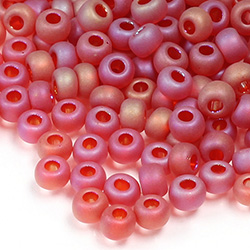 Preciosa Czech Glass Seed Bead - Round 06/0 MATTE RUBY AB 91070-M