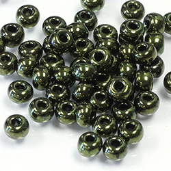 Preciosa Czech Glass Seed Bead - Round 06/0 LUSTER DK GREEN 49055
