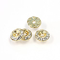 Czech Rhinestone Rondelle Shrag Rivoli Back Setting - Round 09MM outside with 04.3mm (ss18) Recess CRYSTAL-GOLD