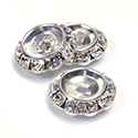 Czech Rhinestone Rondelle Shrag Rivoli Back Setting - Round 18MM outside with 10.7mm (ss47) Recess CRYSTAL-SILVER