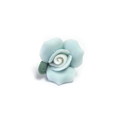 Ceramic Flat Back Flower - Rose 11MM BLUE with WHITE