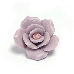 Ceramic Flat Back Flower - Rose 27MM PURPLE with PINK