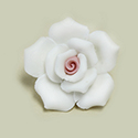 Ceramic Flat Back Flower - Rose 27MM WHITE with PINK