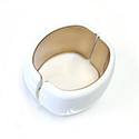 Acrylic Hinged Bangle - Round 47MM wide CHALKWHITE with GOLD LINING