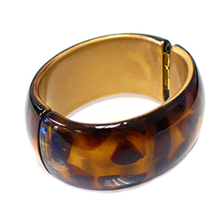 Acrylic Hinged Bangle - Round  32MM wide TORTOISE with GOLD