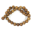 Wood Bead - Grooved Fancy Round 12MM BROWN LAQUER