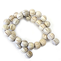 Wood Bead - Grooved Fancy Round 12MM "White" shade of Natural Wood,   NO Lacquer