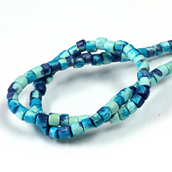 Wood Bead - Pukalet 04x5MM DYED TEAL TIE DYE