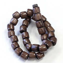 Wood Bead -  Round Pony 13x12MM DARK BROWN