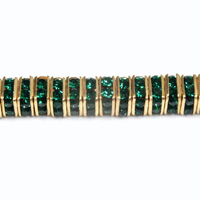 Czech Rhinestone Rondelle - Square 04.5MM EMERALD-GOLD