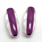 Plastic Bead - Color Lined Smooth Oval 34x15MM CRYSTAL PURPLE