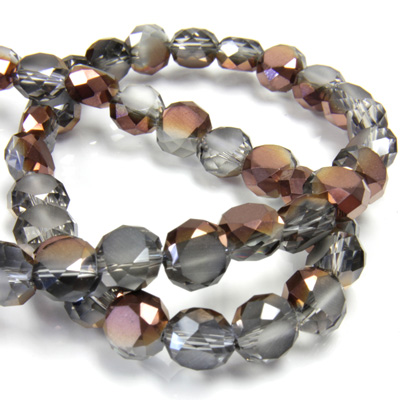 Chinese Cut Crystal Bead Disc Side Drilled - Round 07.5MM CRYSTAL with ANTIQUE COPPER 1/2 COAT