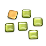 Glass Low Dome Foiled Cabochon - Square Antique 10x10MM OLIVINE