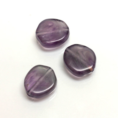 Plastic  Bead - Mixed Color Smooth Flat Abstract 15MM LIGHT AMETHYST SILK