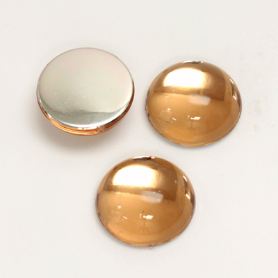 Plastic Flat Back Foiled Cabochon - Round 15MM LT COLORADO TOPAZ