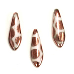 Czech Pressed Glass Pendant - Spear 16x5MM WHITE on COPPER