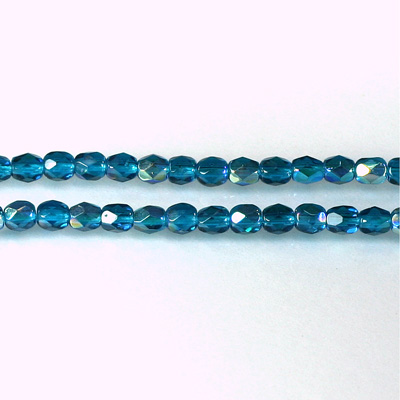 Czech Glass Fire Polish Bead - Round 04MM CAPRI BLUE AB