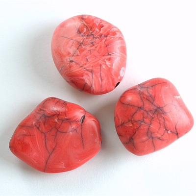 Plastic  Bead - Mixed Color Smooth Baroque Large 3 Part Mixed CORAL MATRIX