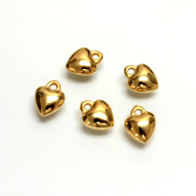 Metalized Plastic Pendant- Smooth Heart 08MM GOLD