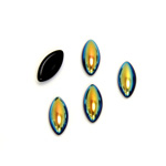 Glass Medium Dome Cabochon - Navette 10x5MM JET AB