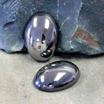 Plastic Flat Back Metalized Cabochon - Oval 25x18MM HEMATITE